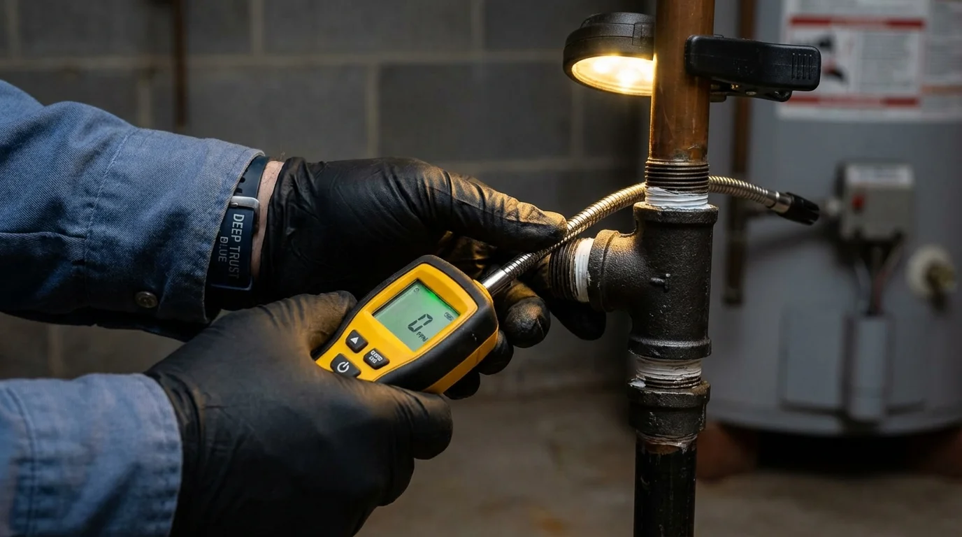 Gas leak detection with electronic sniffer by Johns Plumbing LLC in Morgan